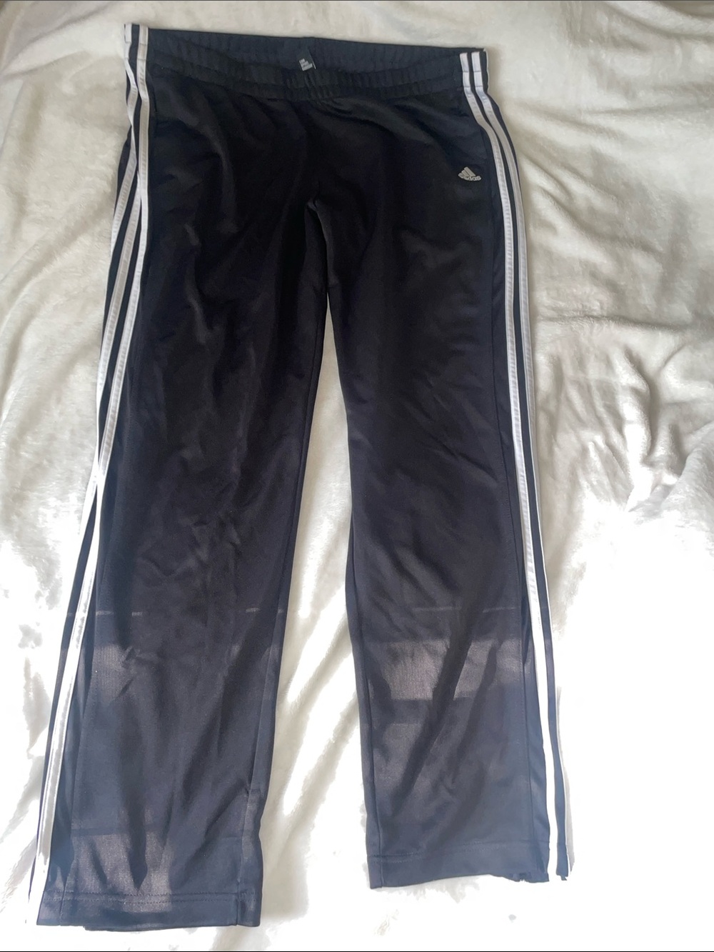 adidas Black Track Pants with White Side Stripes